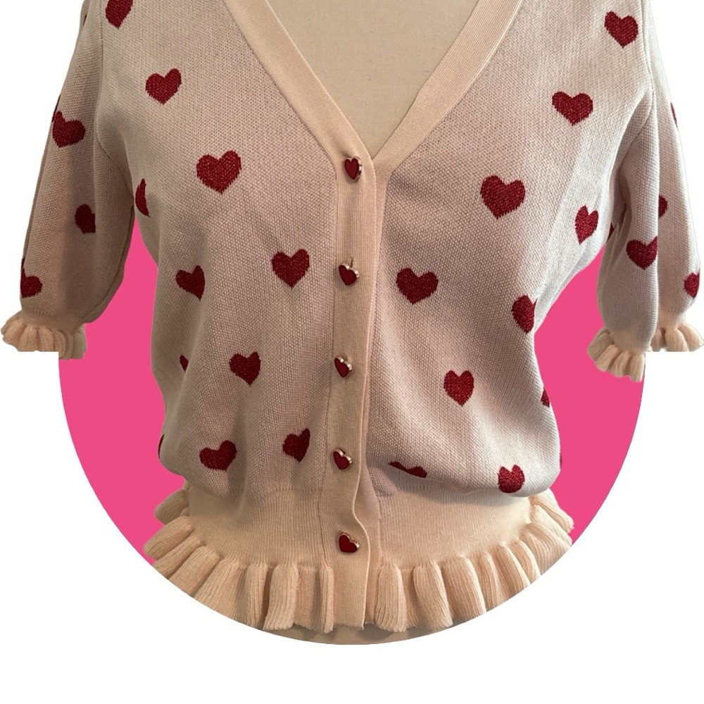 CIDER hearts short sleeve cardigan - medium - Picture 2 of 5